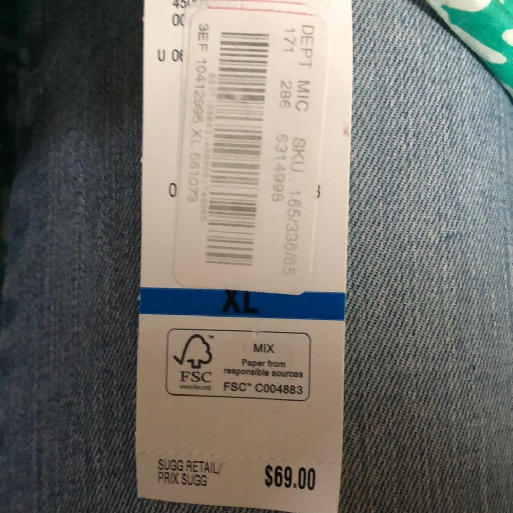 Long sleeve green and white shirt